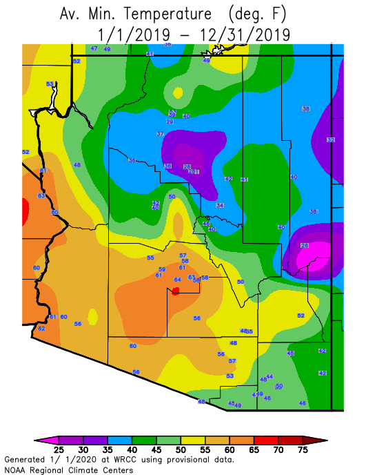 Arizona Map With Weather Temperatures